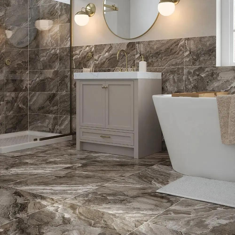 Kore Slate grey Porcelain Tile 600x600 mm Wall & Floor £39.99 sq.m - Vivido Tiles