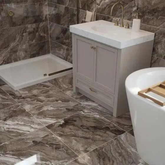 Kore Slate grey Porcelain Tile 600x600 mm Wall & Floor £39.99 sq.m - Vivido Tiles