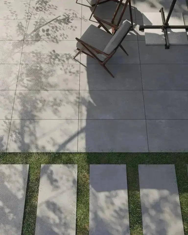Living Cool Grey 600x1200x20 mm Outdoor Porcelain Paving.  £38.50 sq.m Vivido Tiles Uk 