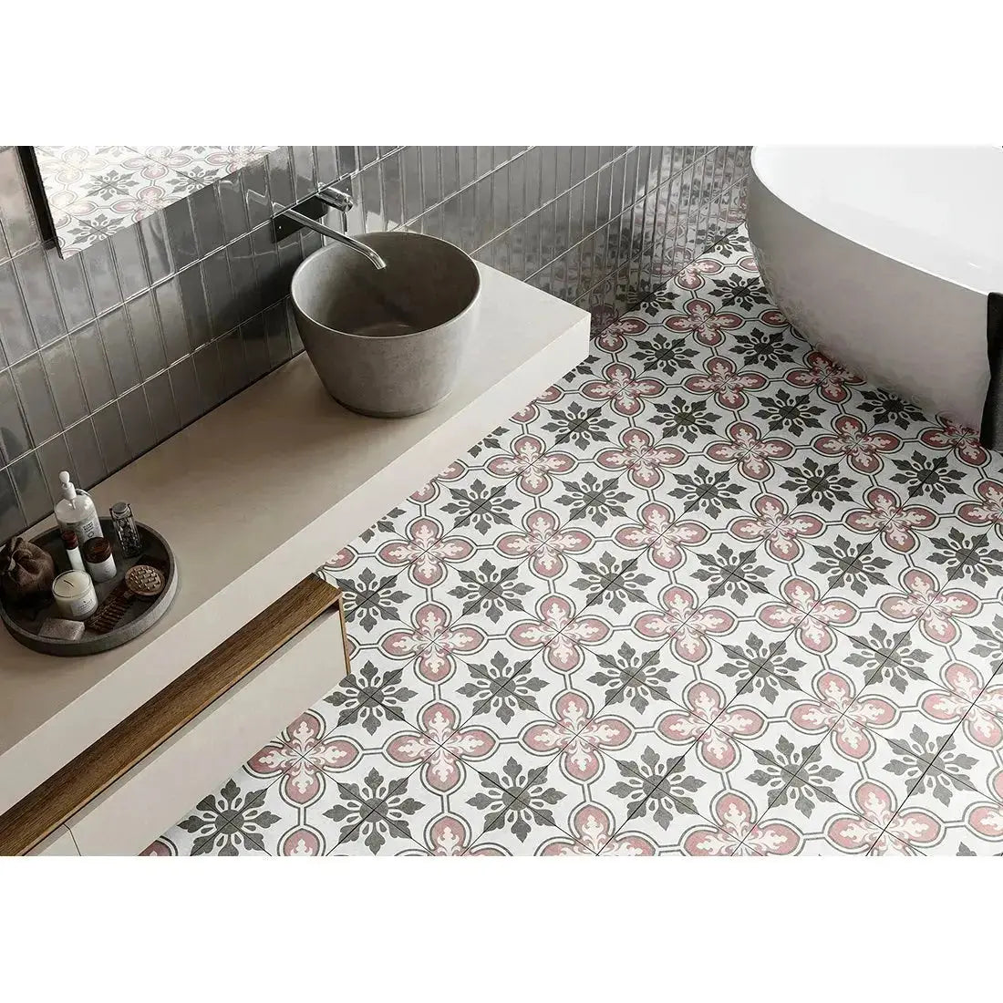 Lys Bermondsey white 45x45 cm  porcelain patterned Tiles from £26.99 sq.m - Vivido Tiles uk