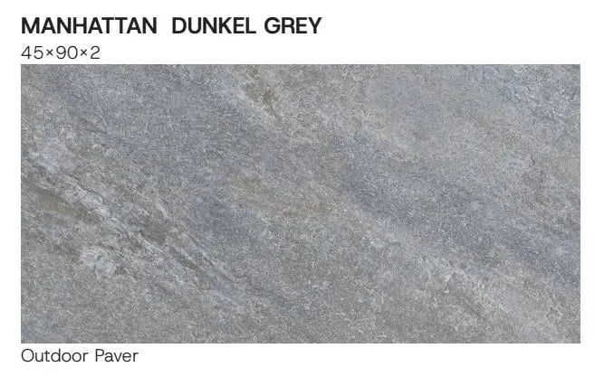 Manhattan Dunkel Grey outdoor paver with dimensions 45x90x2 cm vivido-tiles-uk