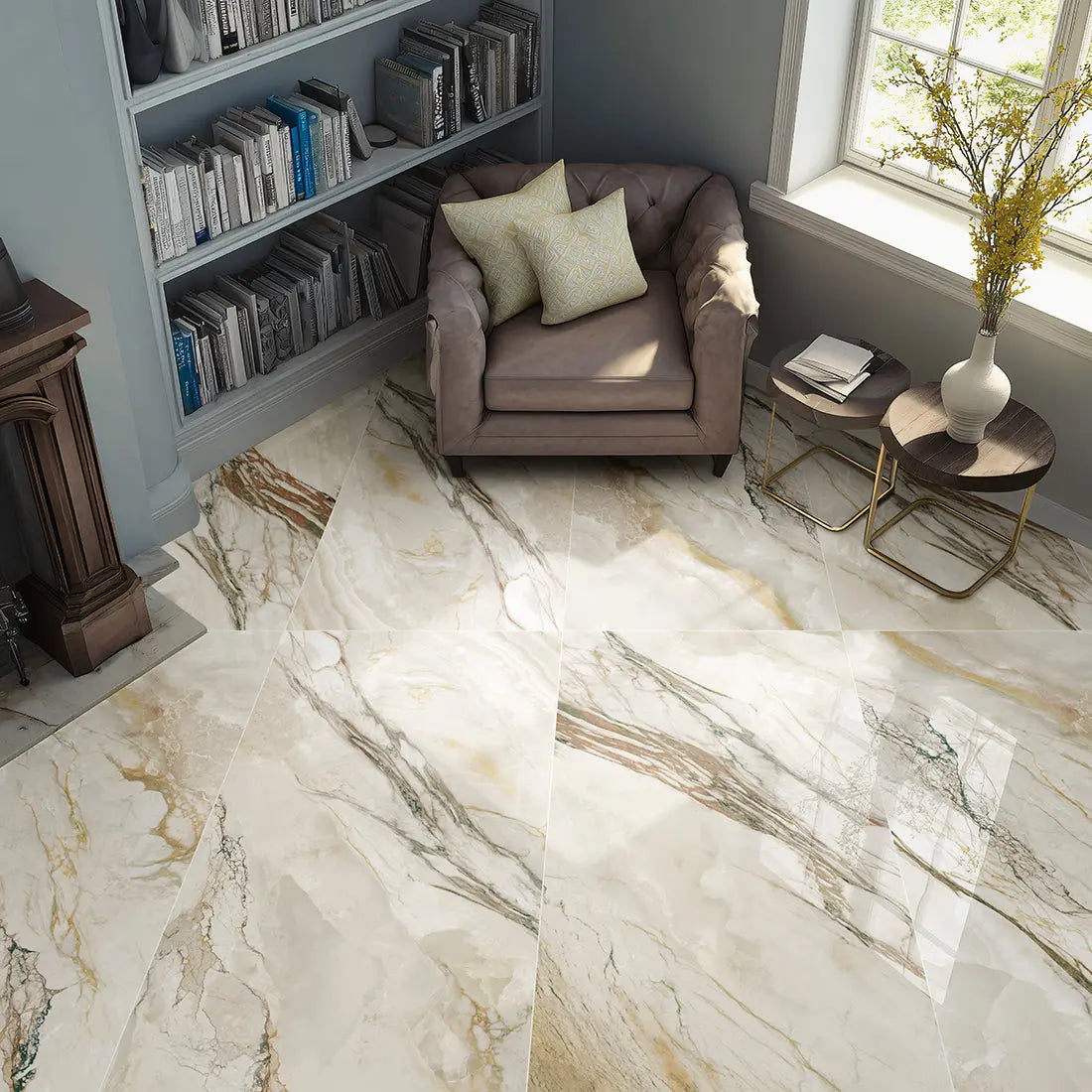 Marmi Multi Polished Carving Porcelain Tiles 60x120 from £32.99 sq.m Vivido Tiles UK