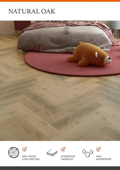 NATURAL OAK ESTILO HARDCORE SPC Flooring | Herringbone from £19.99 sq.m Likewise