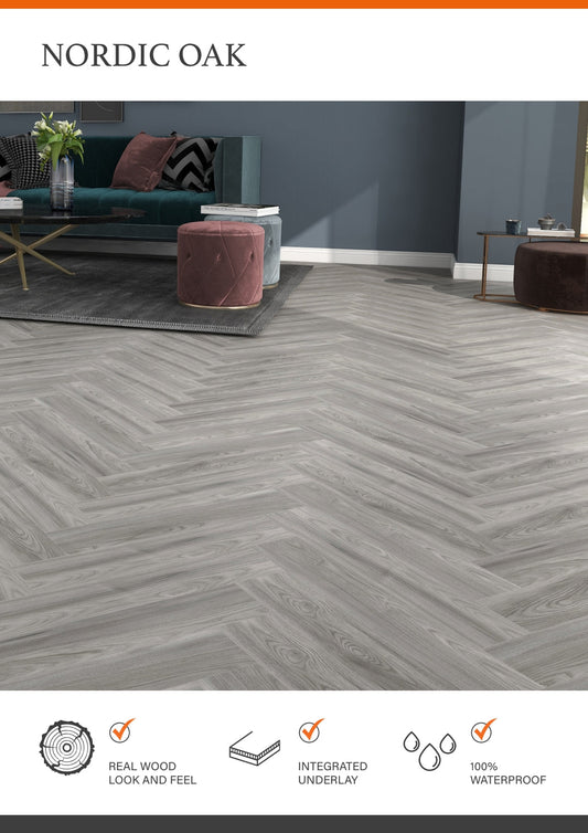 NORWAY OAK ESTILO HARDCORE SPC Flooring | Herringbone from £19.99 sq.m - Vivido Tiles