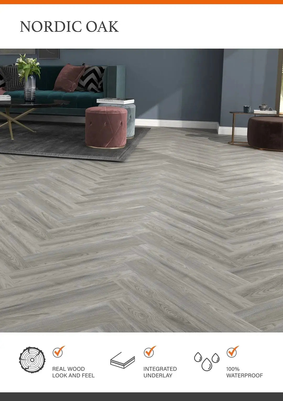 NORWAY OAK ESTILO HARDCORE SPC Flooring | Herringbone from £19.99 sq.m - Vivido Tiles