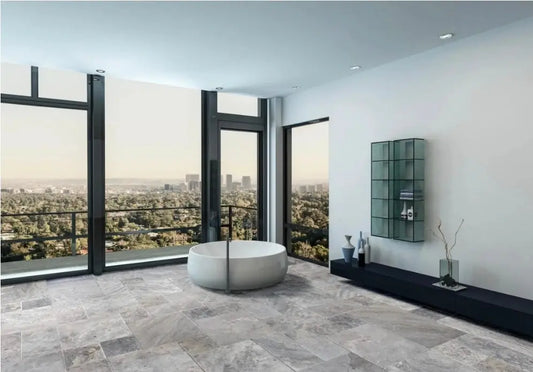 Natural Stone Silver Travertine Multi size 14.84 sq.m £799 - Vivido Tiles