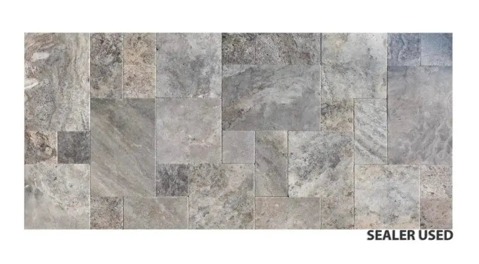 Natural Stone Silver Travertine Multi size 14.84 sq.m £799 vivido-tiles-uk
