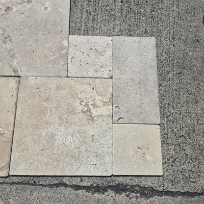 Natural Stone Tumbled Modular French Pattern Travertine from £19.99 sq.m imp