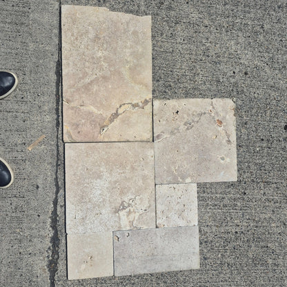 Natural Stone Tumbled Modular French Pattern Travertine from £19.99 sq.m imp