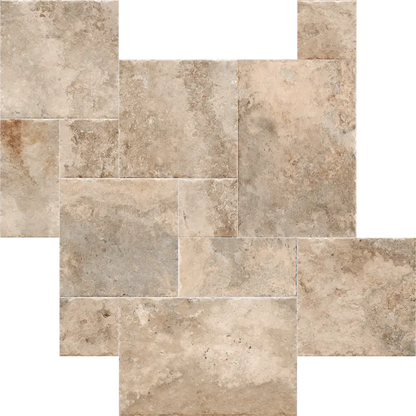 Natural Stone Tumbled Modular French Pattern Travertine from £19.99 sq.m imp