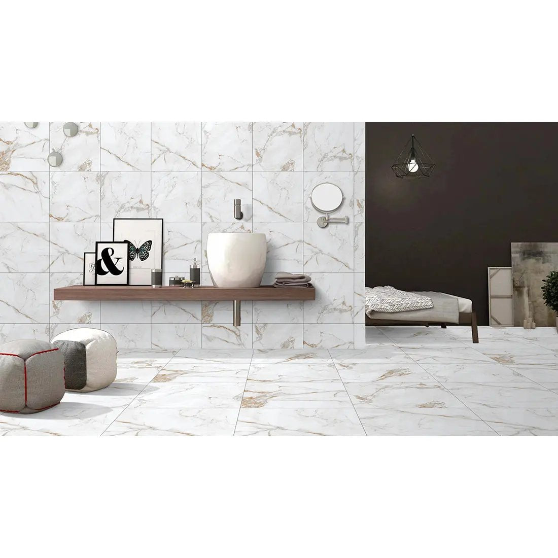 Novada brown Carving Matt 60x60 cm Porcelain Tiles from £26.99 sq.m DS