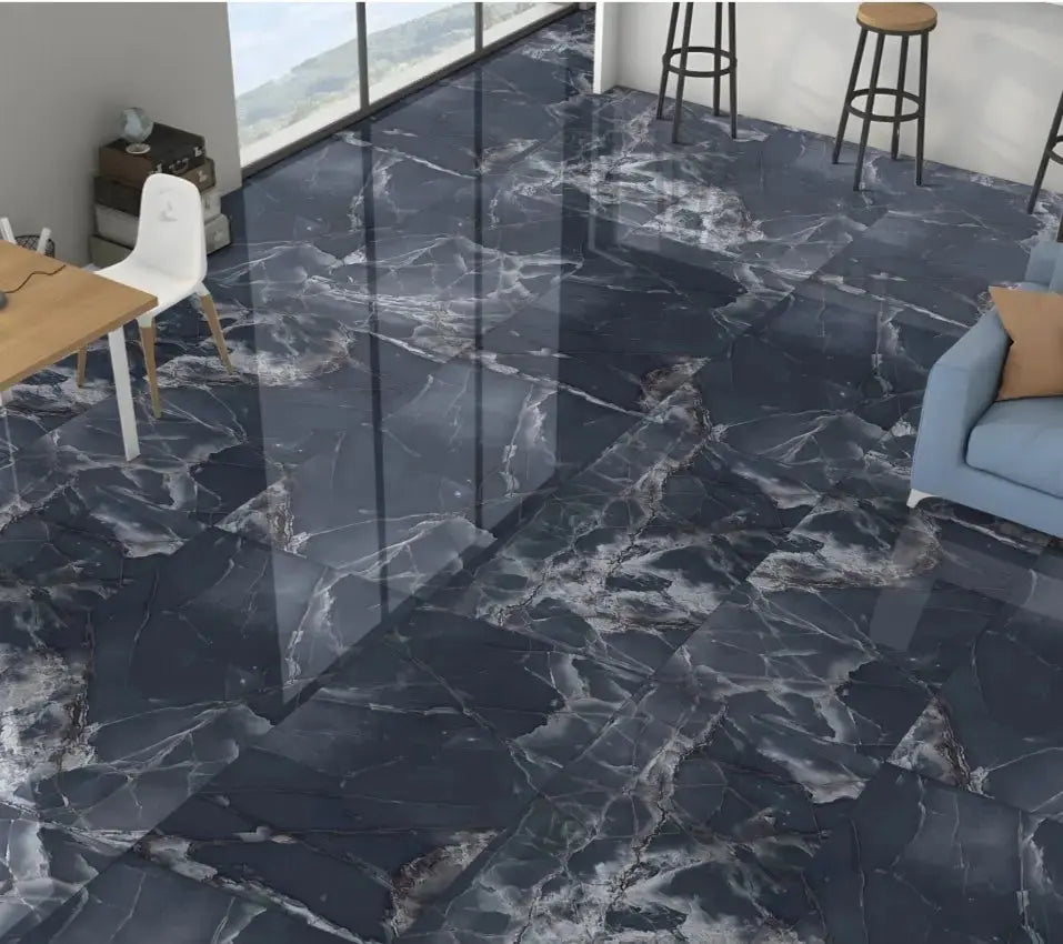 ONYX BLUE 60 x 120 cm 9 mm High Gloss Porcelain Tile £25.99 Vivido Tiles Harrogate 