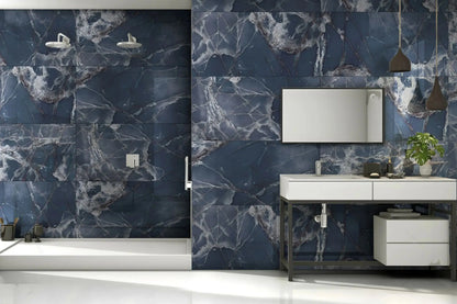 ONYX BLUE 60 x 120 cm 9 mm High Gloss Porcelain Tile £25.99 Vivido Tiles Harrogate 