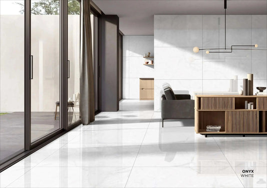ONYX WHITE 60 x 120 cm 9 mm Full Polished Porcelain Tile £27.99 Vivido tiles Harrogate 