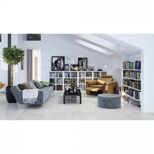 Ocean Blanco Concrete effect polished 60x60 cm Porcelain Tiles from £26.99 sq.m DS