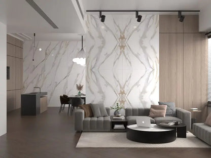 One set ( 9 Tiles ) bookmatch 60 x 120 cm 7mm Full Polished Porcelain feature wall Tiles - Vivido Tiles