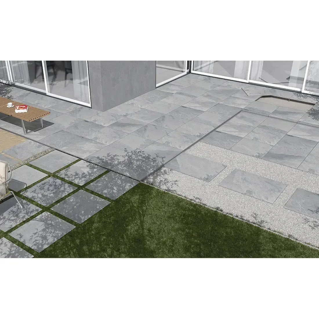 Brazil Slate Grey 60x90x2 cm Outdoor Porcelain Paving £33.30 sq.m Vivido Tiles Uk 