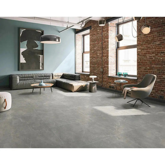 Pietra Grey 60.5x60.5 cm polished Porcelain Tiles from £21.99 sq.m - Vivido Tiles