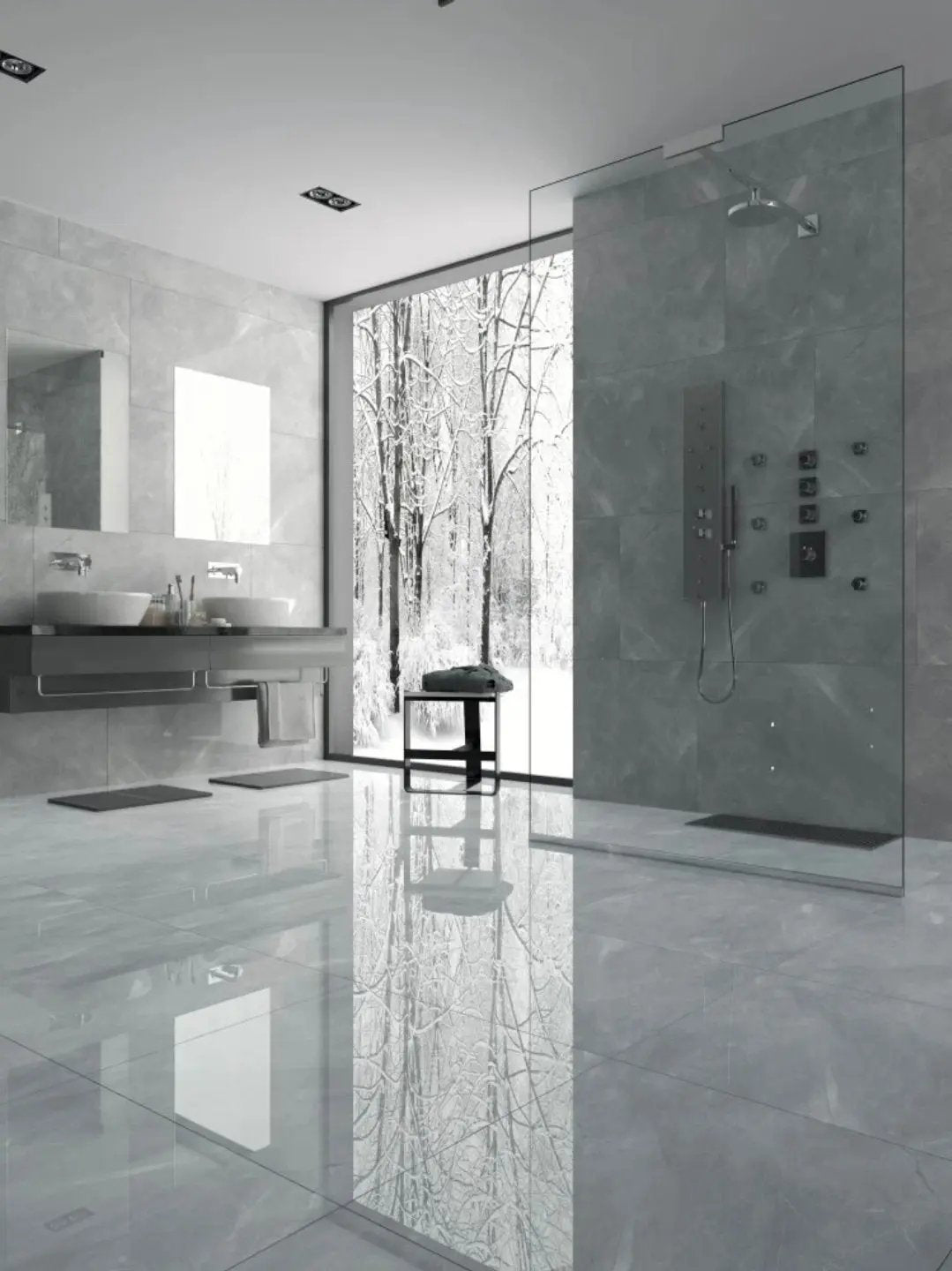 Pulp Grey 100x100 cm Polished porcelain tiles from £29.99 per sq.m - Vivido Tiles