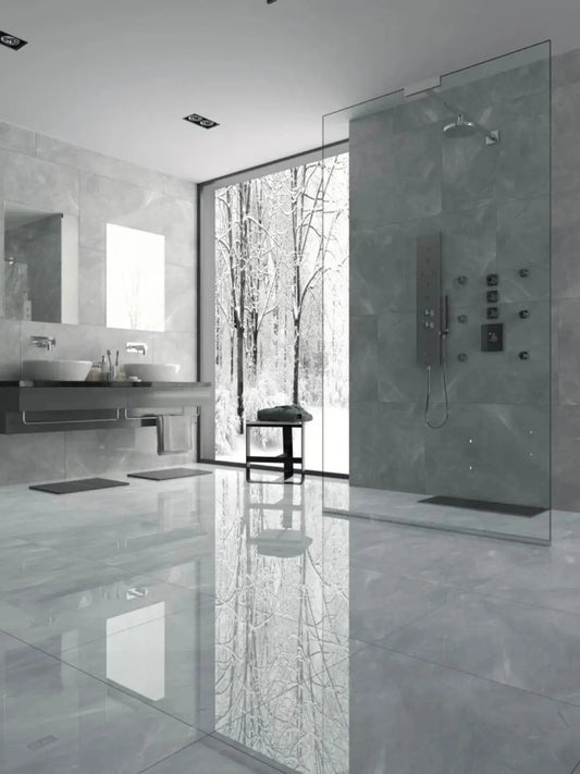 Pulp Grey 100x100 cm Polished porcelain tiles from £29.99 per sq.m - Vivido Tiles