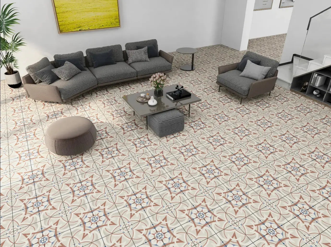 REGENT BEIGE Patterned Tiles 20x20  Matt Ceramic wall and floor from ONLY £27.99 sq.m -Vivido-tiles-uk