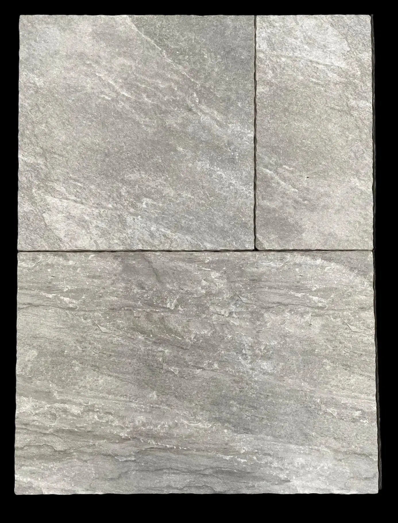 Rasa Grey Mix-Size Outdoor Tumbled Porcelain Patio Pack £29.50 sq.m vivido-tiles-harrogate
