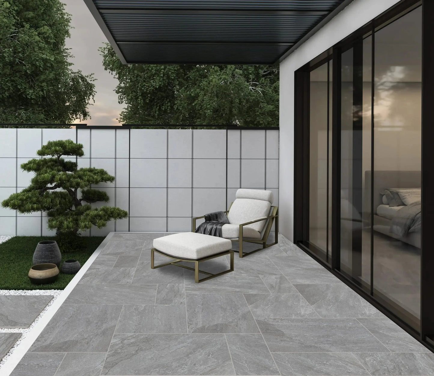 Rasa Grey Mix-Size Outdoor Tumbled Porcelain Patio Pack £37 sq.m vivido-tiles-harrogate