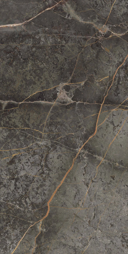 STORIA dark green polished 60x120 cm marble effect Porcelain Tiles from £25.99 sq.m Arts