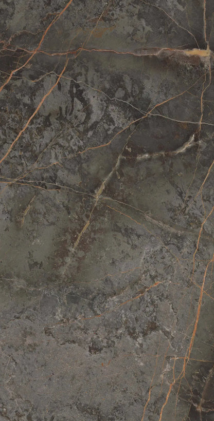 STORIA dark green polished 60x120 cm marble effect Porcelain Tiles from £25.99 sq.m -Vivido-tiles-uk