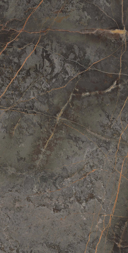 STORIA dark green polished 60x120 cm marble effect Porcelain Tiles from £25.99 sq.m Arts