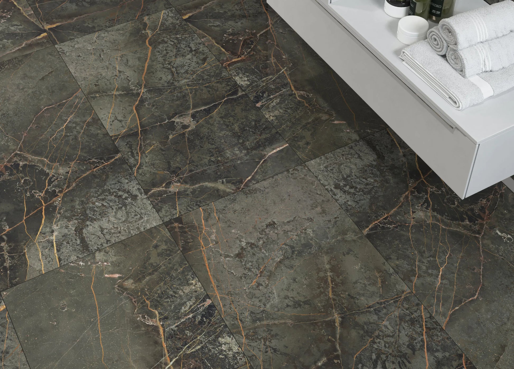STORIA dark green polished 60x120 cm marble effect Porcelain Tiles from £25.99 sq.m Arts