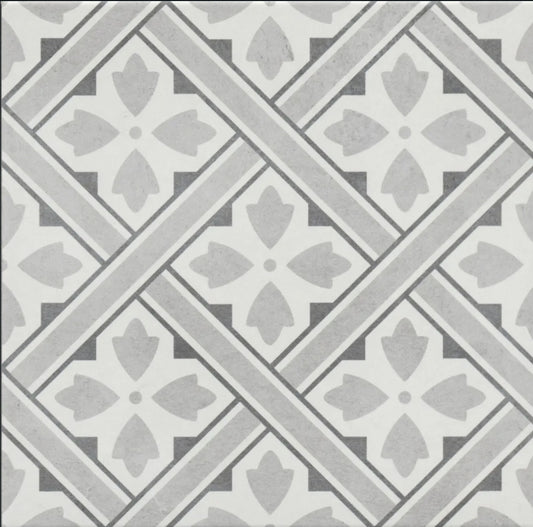 Patterned Grey Retro Style Porcelain Tile 33x33 cm
