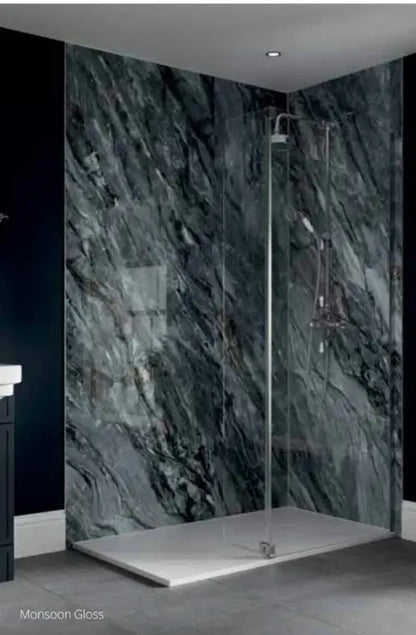 Shower wall panel Monsoon Gloss Gloss SPC wall panel 950x2400x6mm ( pack of 2 )