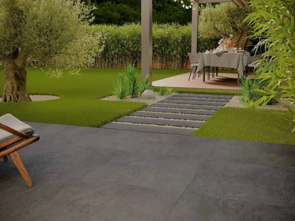 Siman Anthracite x 120 cm Concrete effect Outdoor Porcelain Tile from £38.99 sq.m vivido-tiles-harrogate