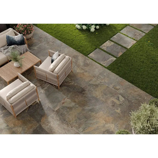 Slate Multicolour Brown 600x900x20mm Outdoor Porcelain Paving £34.00 sq.m Vivido Tiles Uk 