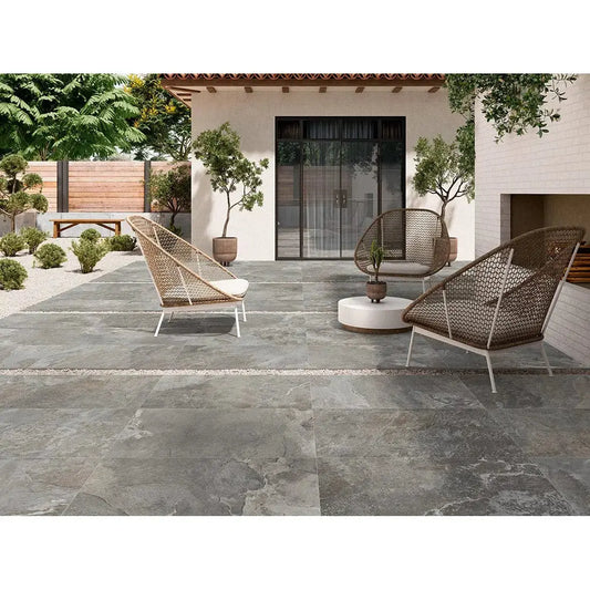 Slate Multicolour Grey 600x900x20mm Outdoor Porcelain Paving £34.00 sq.m Vivido Tiles Uk 