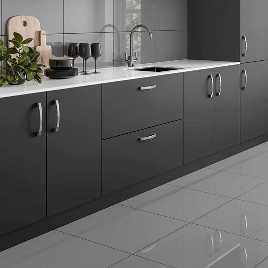 Space Grey polished wall & floor Porcelain tiles 30x60 fcm rom £33.99 sq.m Vero