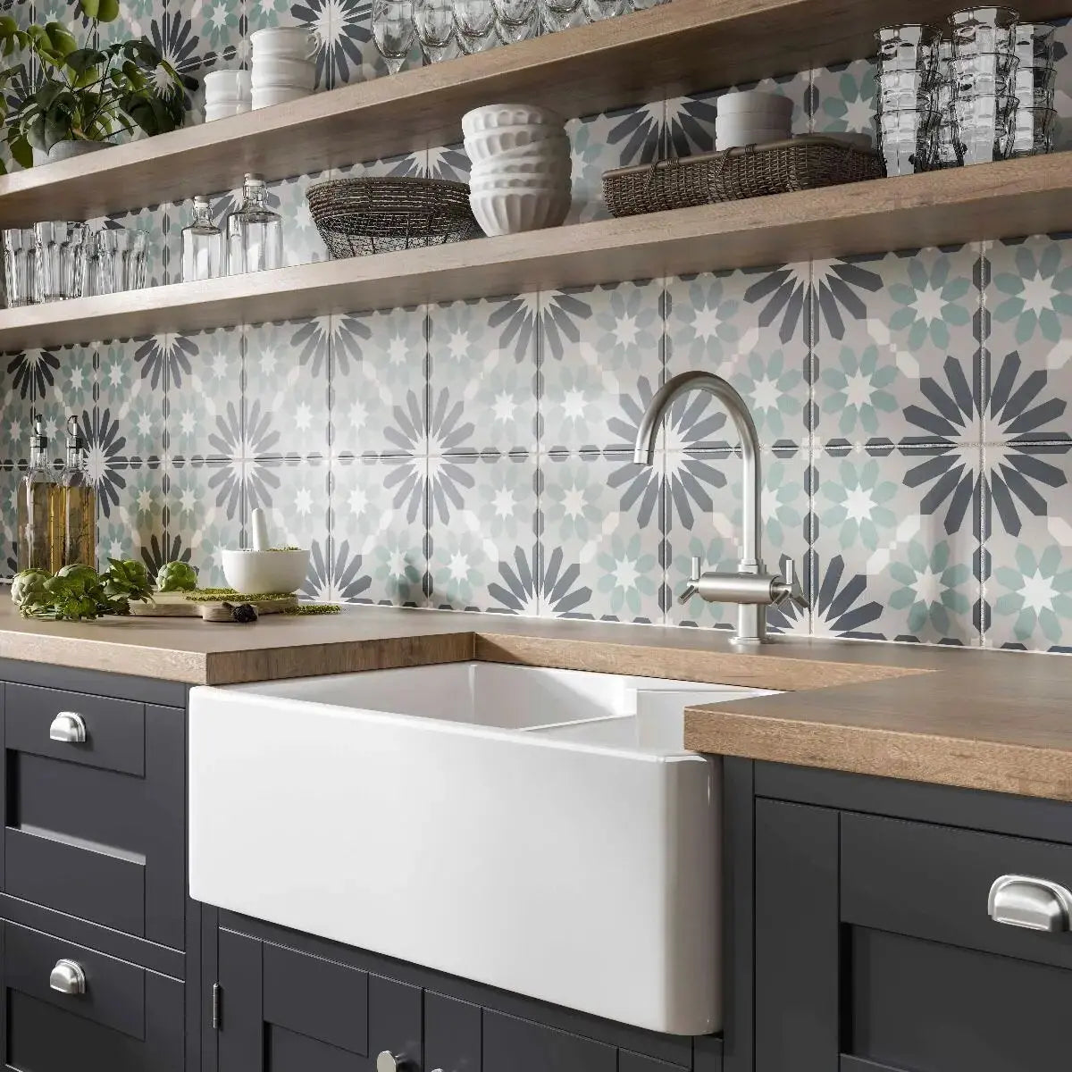 Spanish Gaudi Patterned Tiles Glazed Ceramic Wall & Floor 250x250mm £54.99 sq.m vivido-tiles-harrogate