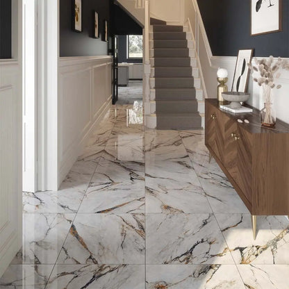 Spanish Hestia Viola Marble 60x60 cm polished Porcelain Tiles