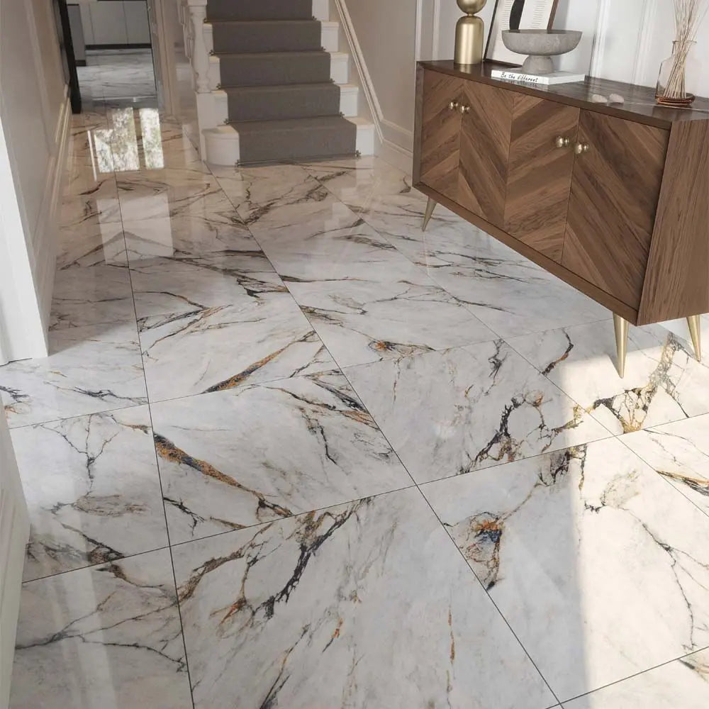 Spanish Hestia Viola Marble 60x60 cm polished Porcelain Tiles