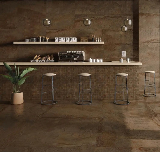 Spanish Iron Copper Semi polished 60x120 cm Porcelain Tiles from £64.99 sq.m Vero