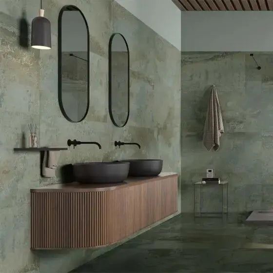Iron Green Semi polished 60x120 cm Porcelain Tiles from £44.99 sq.m vivido-tiles-uk