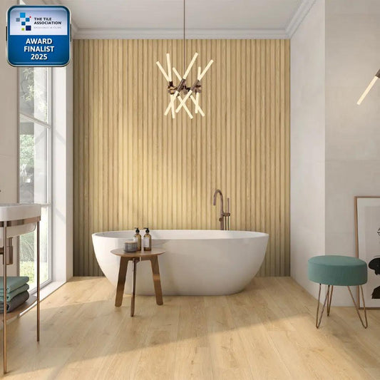 Spanish Kin Light Oak matt 20x120 cm wood effect porcelain tiles from £38.99 Vero