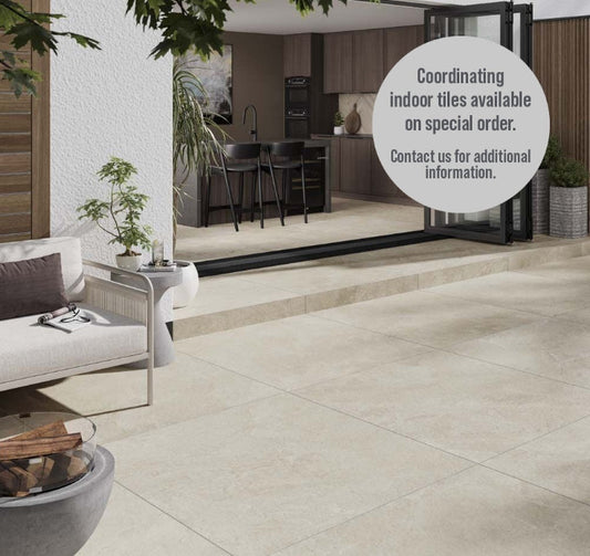 Spanish Outdoor Porcelain Tile Cream mix slate 1000x1000 x20 mm Vero