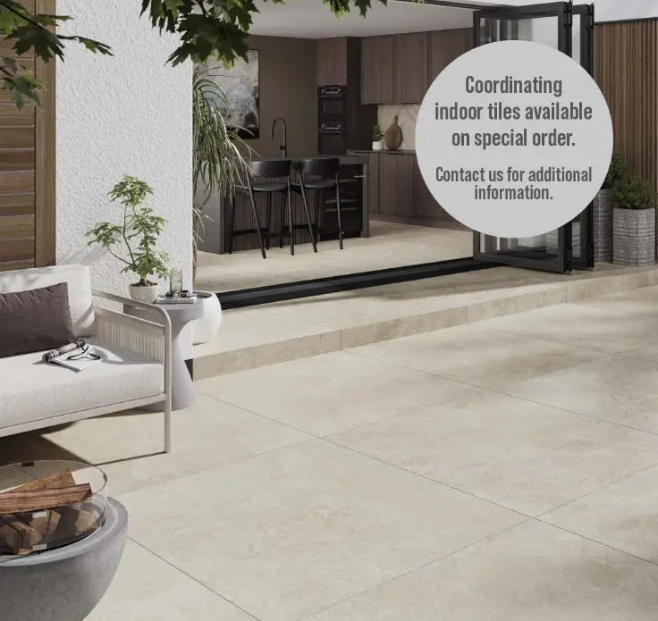 Spanish Outdoor Porcelain Tile Cream mix slate 1000x1000 x20 mm Vero