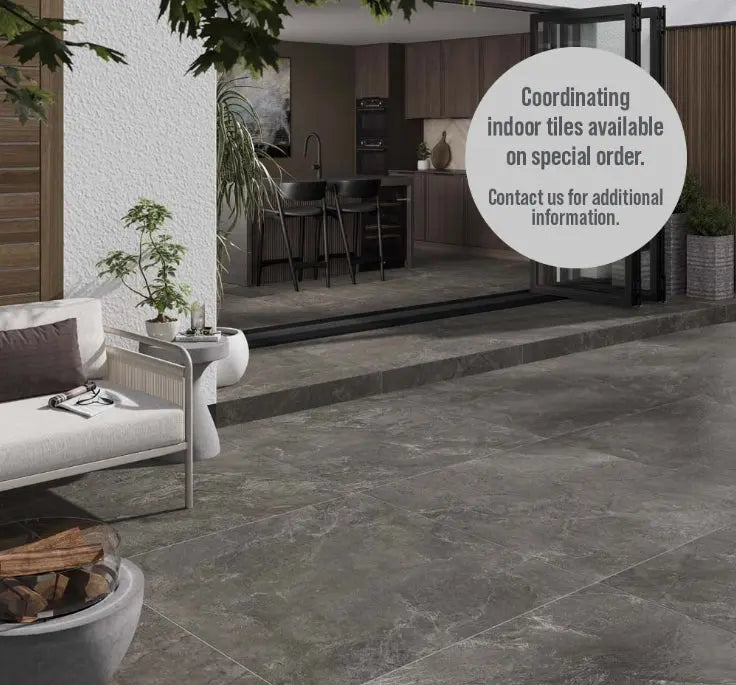 Spanish Outdoor Porcelain Tile Mocha mix slate 1000x1000 x20 mm Vero