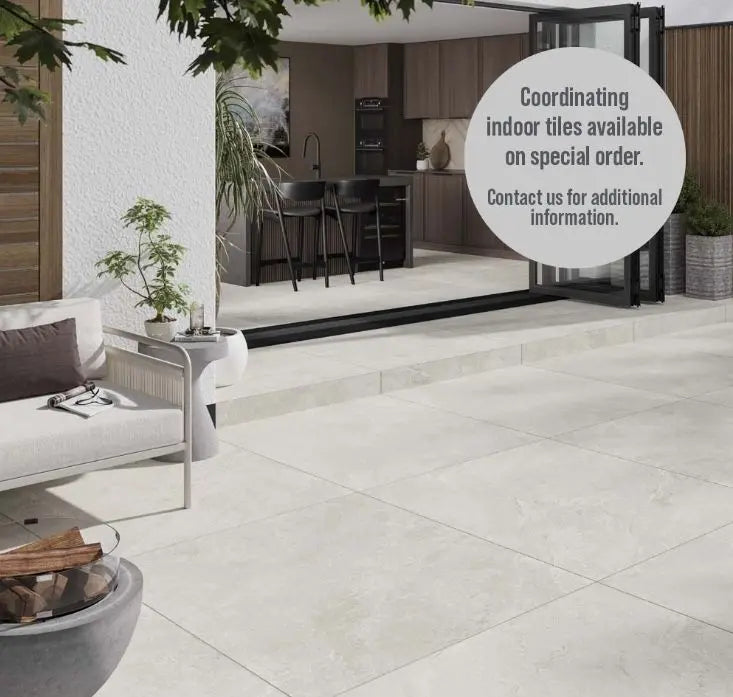 Spanish Outdoor Porcelain Tile White mix slate 1000x1000 x20 mm Vero