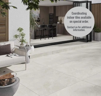 Spanish Outdoor Porcelain Tile White mix slate 1000x1000 x20 mm Vero