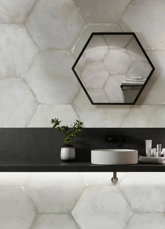 Spanish San Francisco Hex White matt Porcelain Tiles 52x60 cm