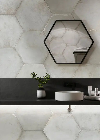 Spanish San Francisco Hex White matt Porcelain Tiles 52x60 cm